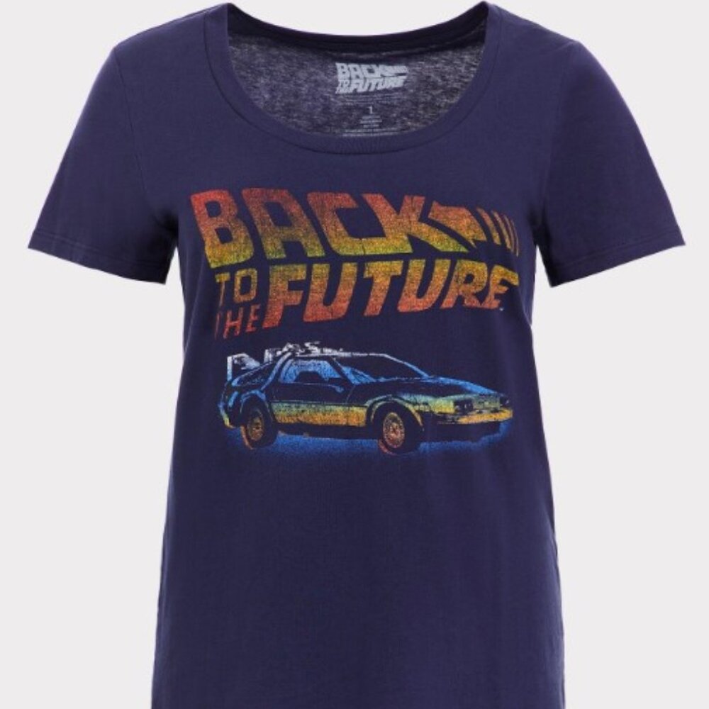 Torrid size 4 Back to the Future Navy Slim Fit Tee